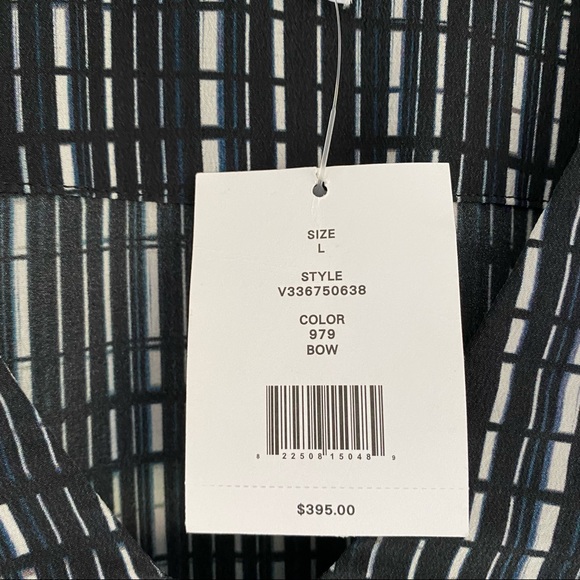 NWT VINCE Interlace Print Silk V-Neck Caftan Dress, Womens Large - Picture 9 of 13